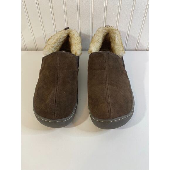 Magellan Slipper Mens 9 Moccasin Brown Suede Leather Fur Lined Comfort Casual - Picture 5 of 14